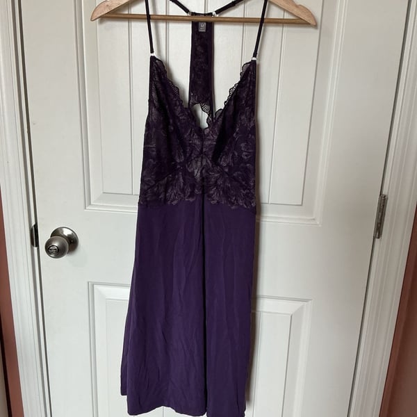 Fleur't Winter Bliss Lace T-Back Chemise Style 6039 Medium Purple