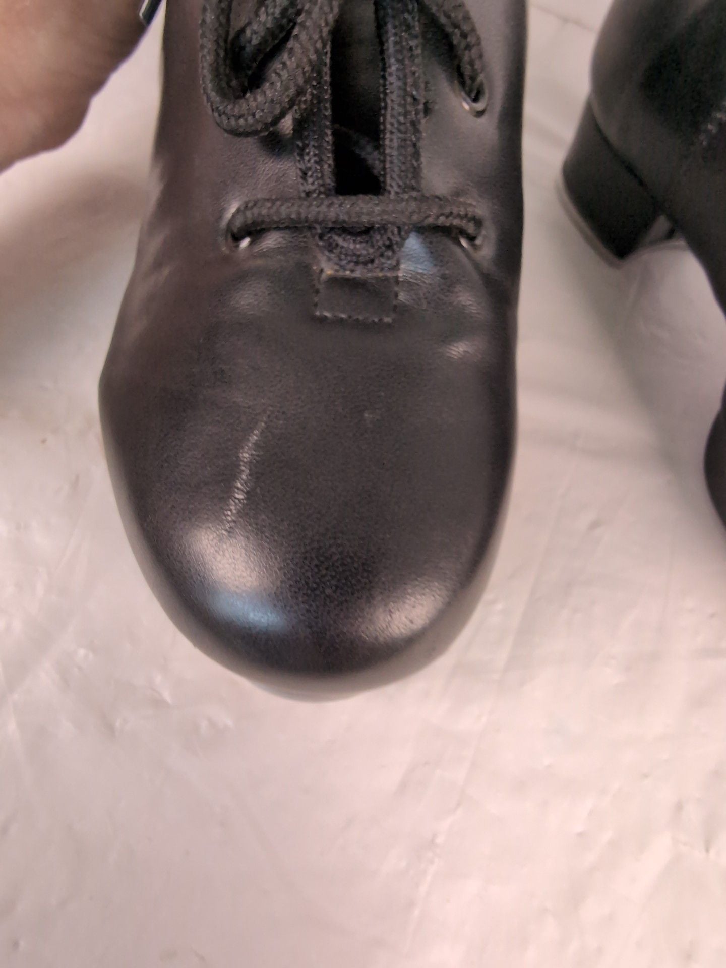 Unisex Lace-Up Black Tap Dance Shoes with Low Heel size W7 8