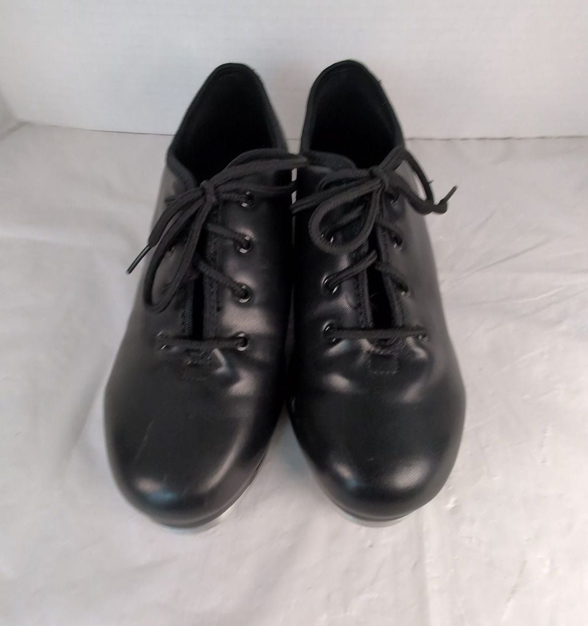 Unisex Lace-Up Black Tap Dance Shoes with Low Heel size W7 5