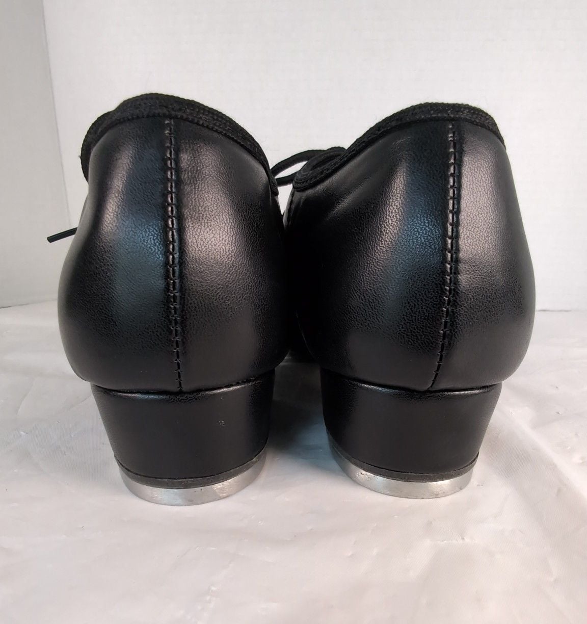 Unisex Lace-Up Black Tap Dance Shoes with Low Heel size W7 7