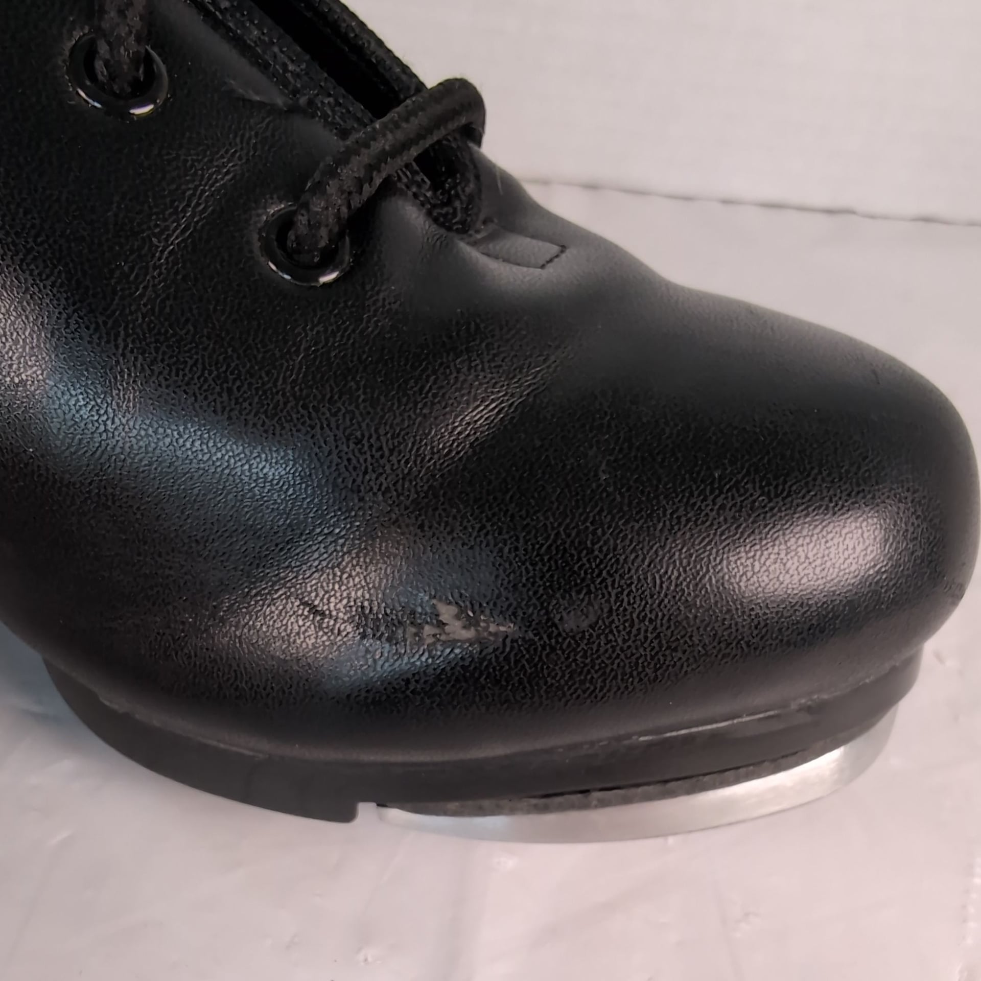 Unisex Lace-Up Black Tap Dance Shoes with Low Heel size W7 9