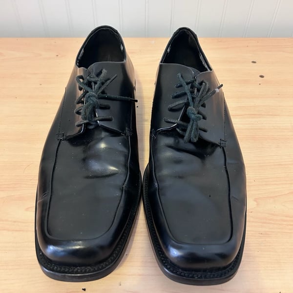 Calvin Klein Hamilton II Men's Black Leather Square Toe Oxford Dress Shoes
