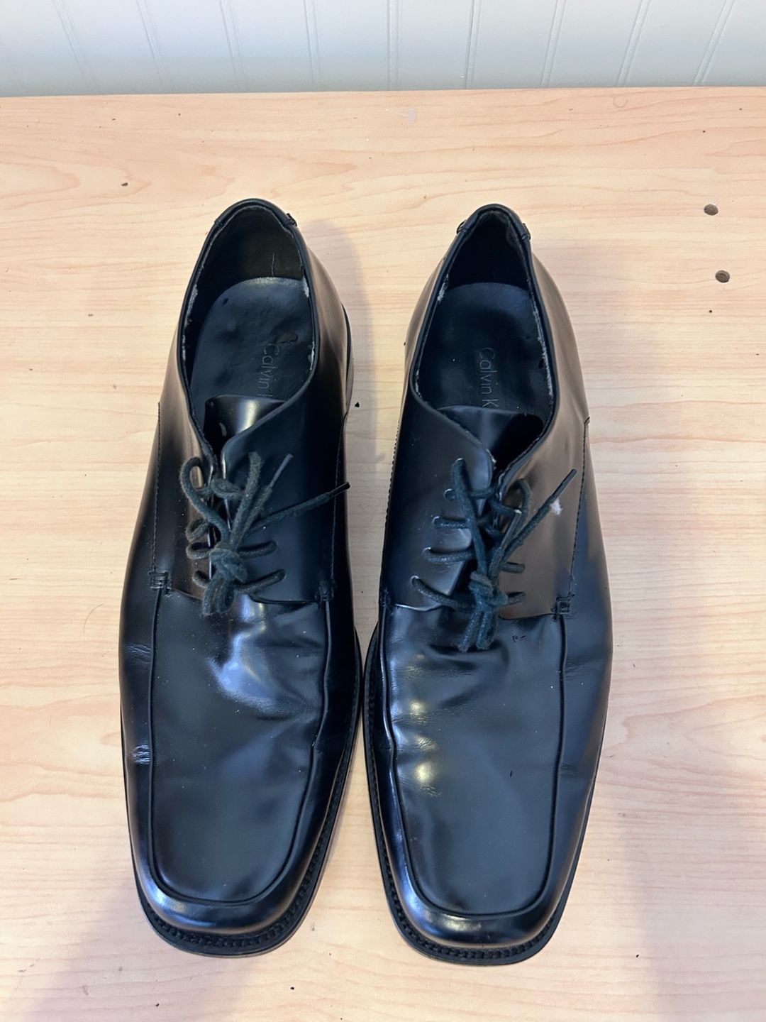 Calvin Klein Hamilton II Men's Black Leather Square Toe Oxford Dress Shoes 4