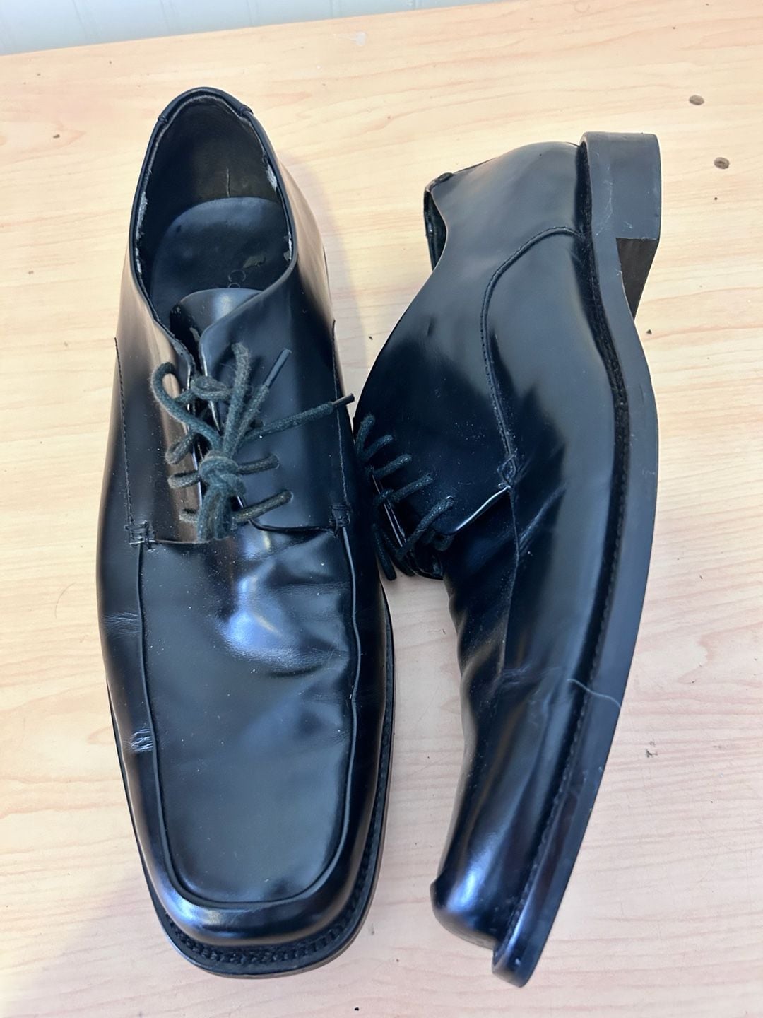 Calvin Klein Hamilton II Men's Black Leather Square Toe Oxford Dress Shoes 7