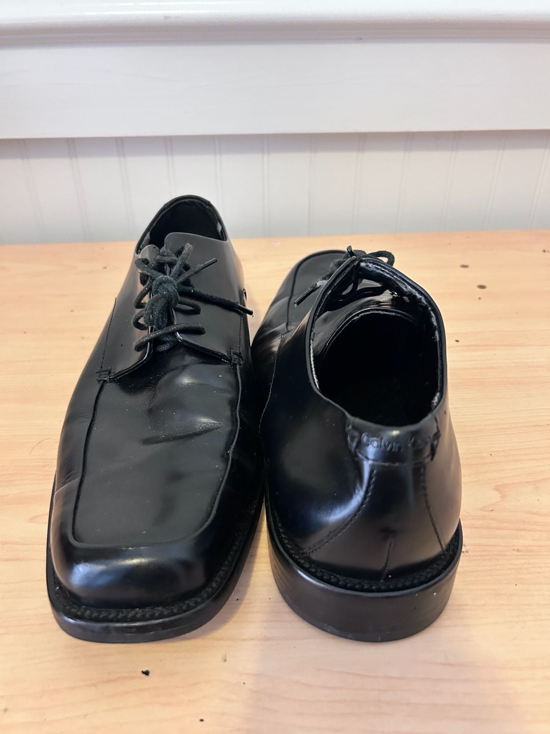 Calvin Klein Hamilton II Men's Black Leather Square Toe Oxford Dress Shoes 8