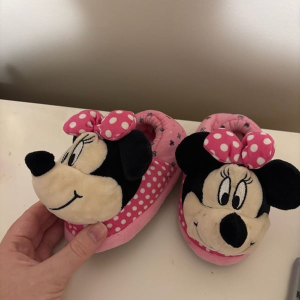 Disney Minnie Mouse 3D Plush Pink Polka Dot Slippers Size 7/8C