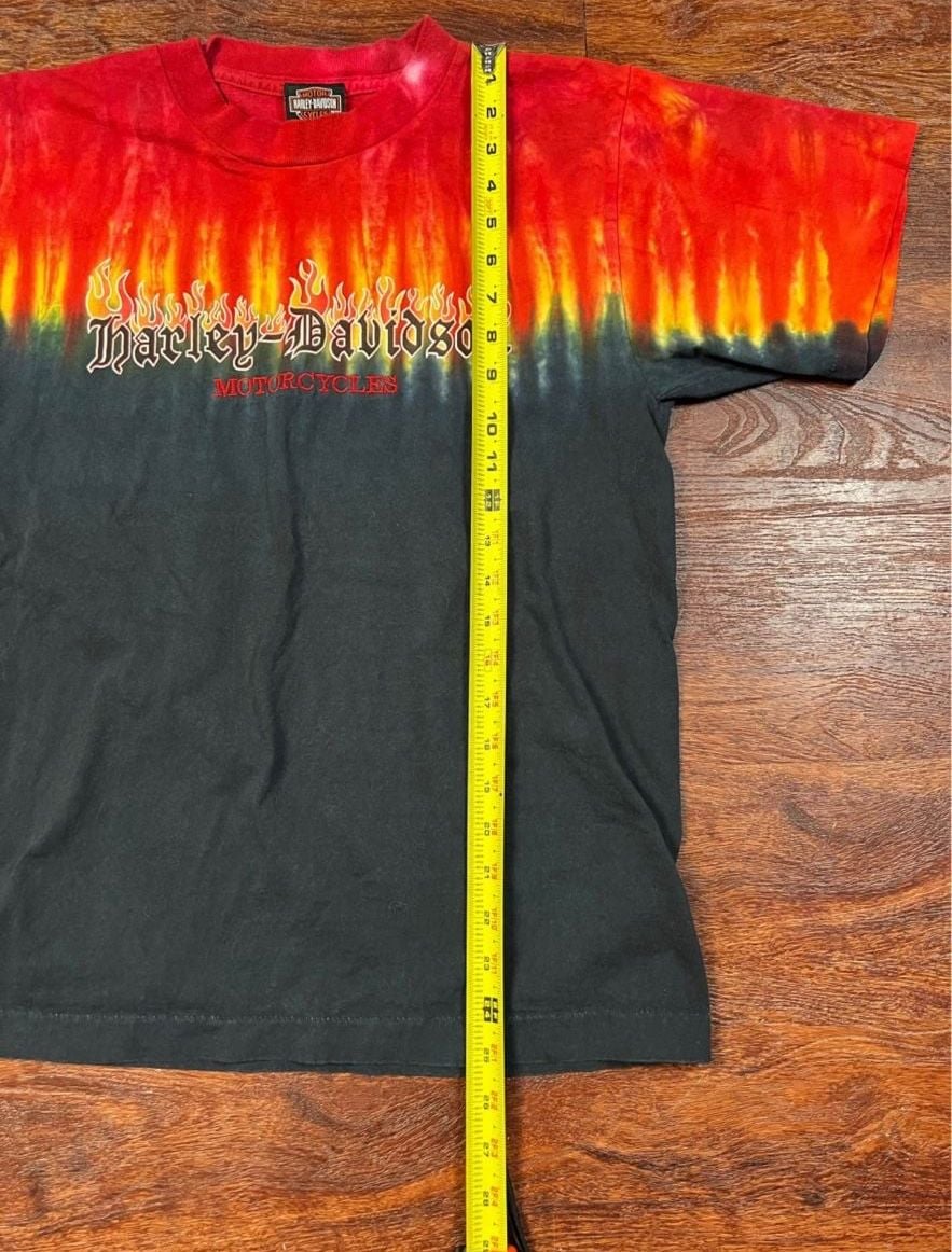Vintage Harley-Davidson Motorcycles Fire Graphic Tie-Dye T-Shirt 6