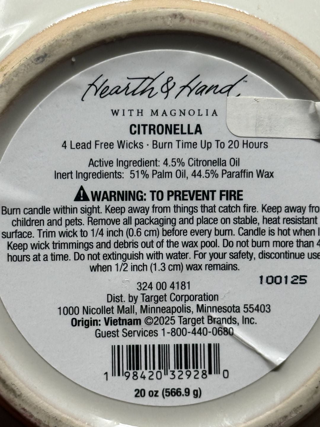 Hearth & Hand with Magnolia 20oz Citronella 4-Wick Ceramic Scented Bowl Candle 3