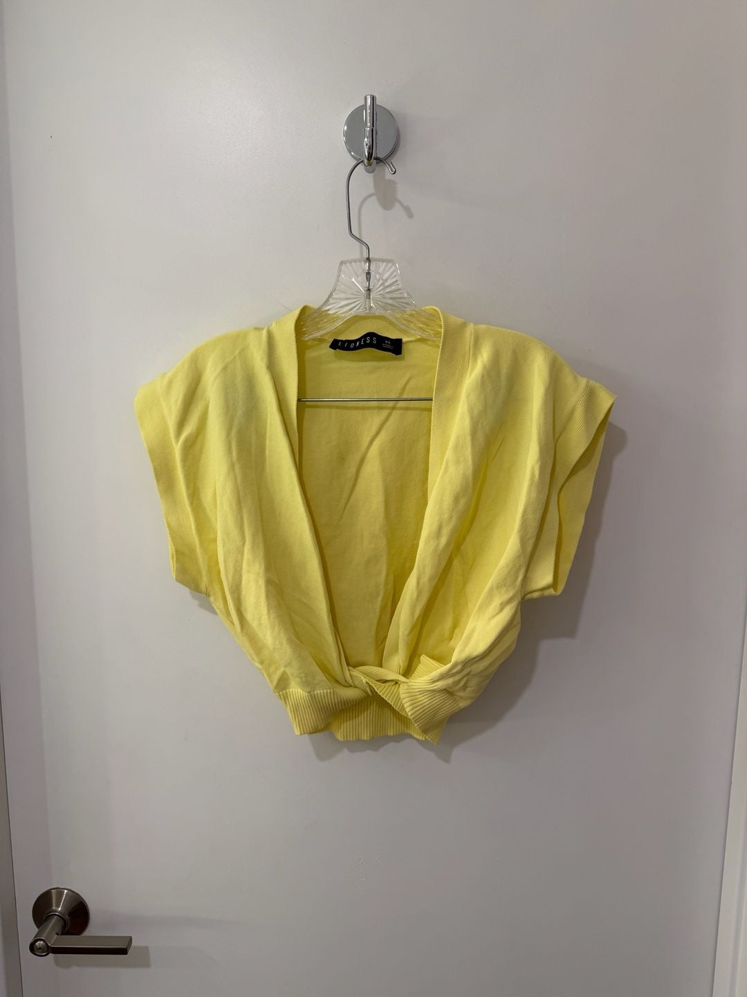 Lioness Yellow Wrap-Front Knit Top 2
