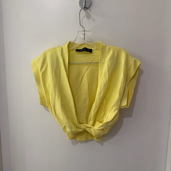 Lioness Yellow Wrap-Front Knit Top