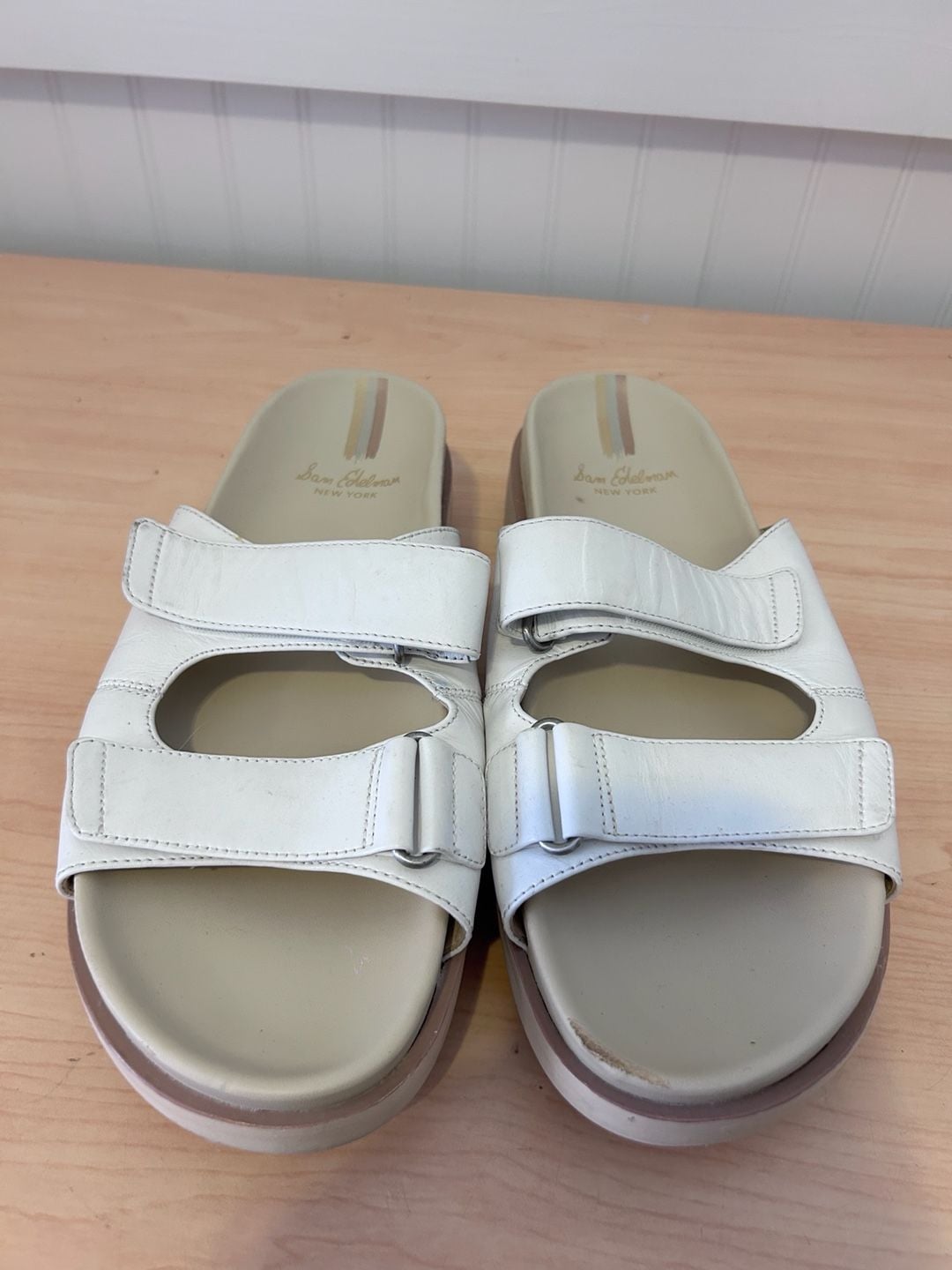 Sam Edelman Eliana White Leather Lug Sole Slide Sandals 2