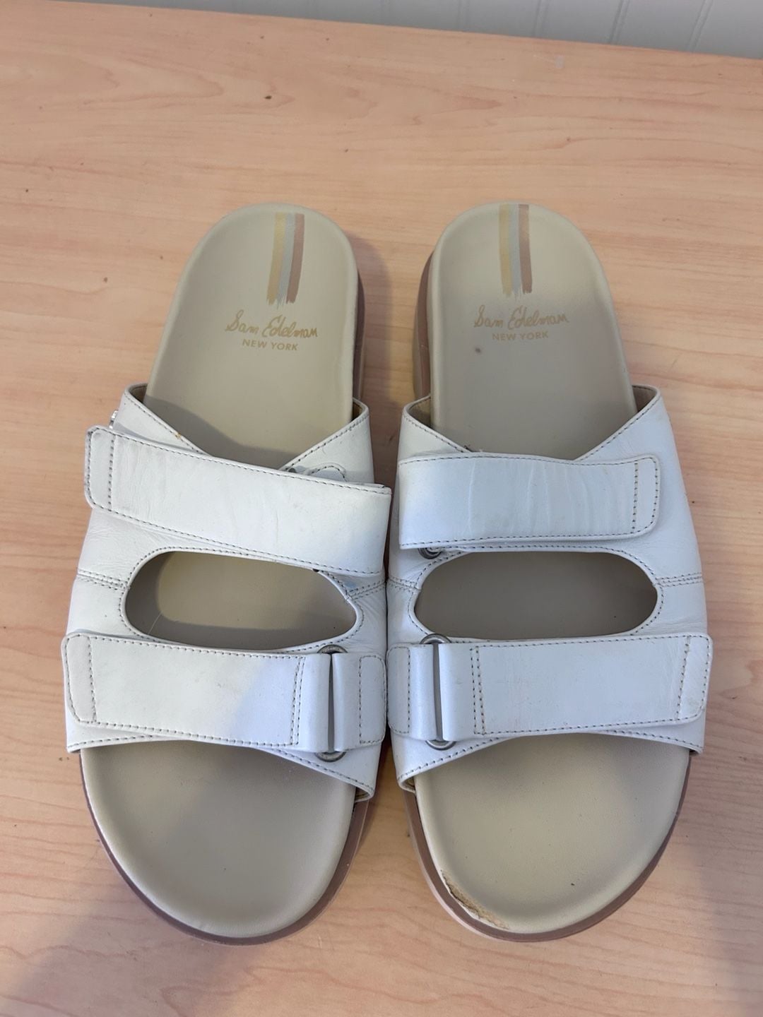 Sam Edelman Eliana White Leather Lug Sole Slide Sandals 3