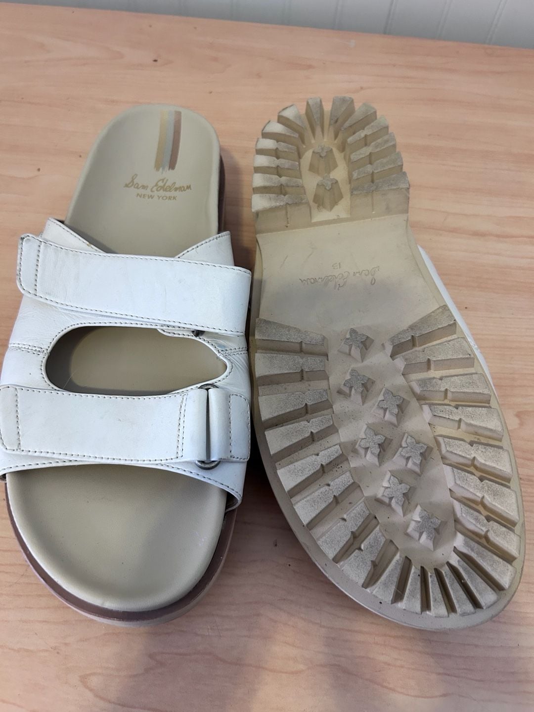Sam Edelman Eliana White Leather Lug Sole Slide Sandals 4