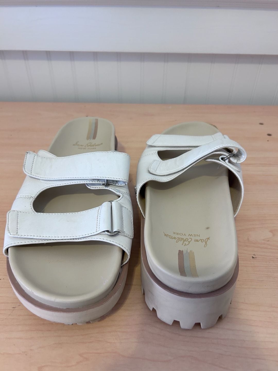 Sam Edelman Eliana White Leather Lug Sole Slide Sandals 8