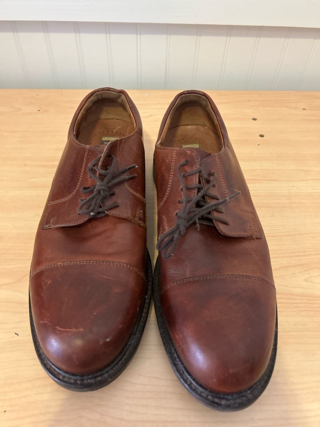 Johnston & Murphy Men's Brown Leather Cap Toe Oxford Dress Shoes Size 11M 2