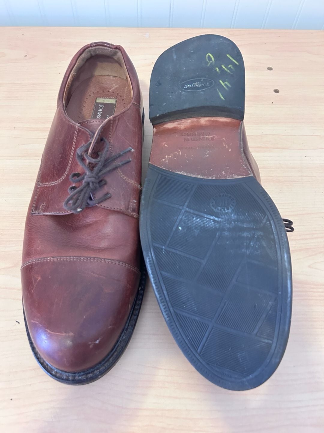 Johnston & Murphy Men's Brown Leather Cap Toe Oxford Dress Shoes Size 11M 5