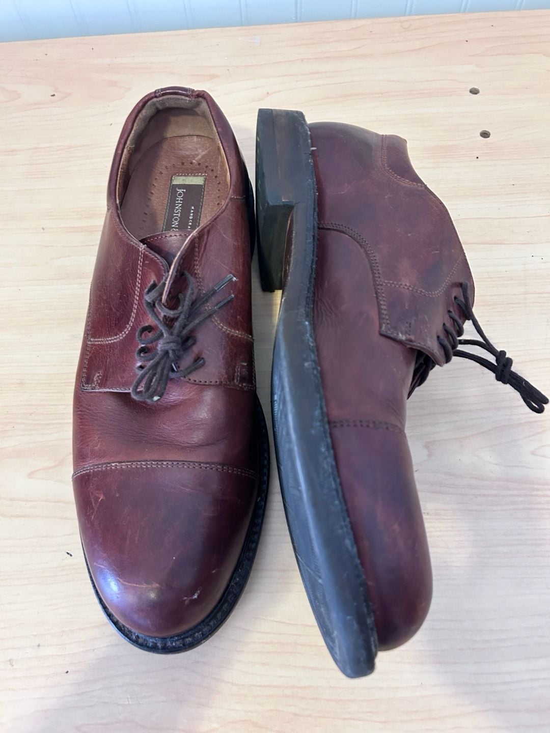 Johnston & Murphy Men's Brown Leather Cap Toe Oxford Dress Shoes Size 11M 6