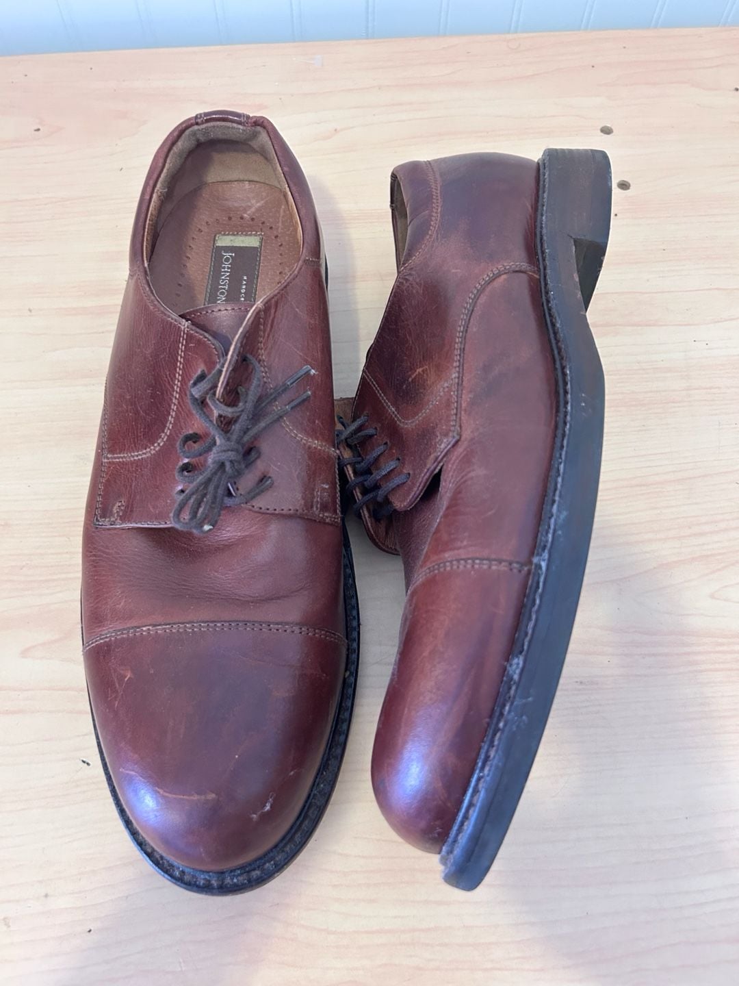 Johnston & Murphy Men's Brown Leather Cap Toe Oxford Dress Shoes Size 11M 9