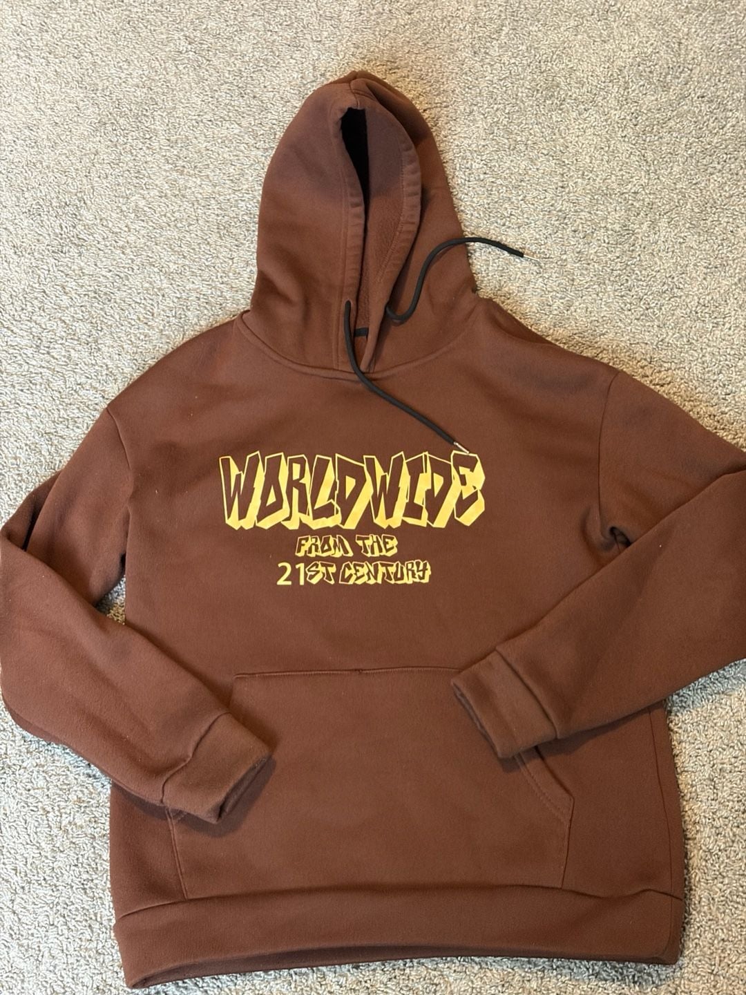 Romwe Worldwide From The 21st Century Graphic Brown Hoodie 2