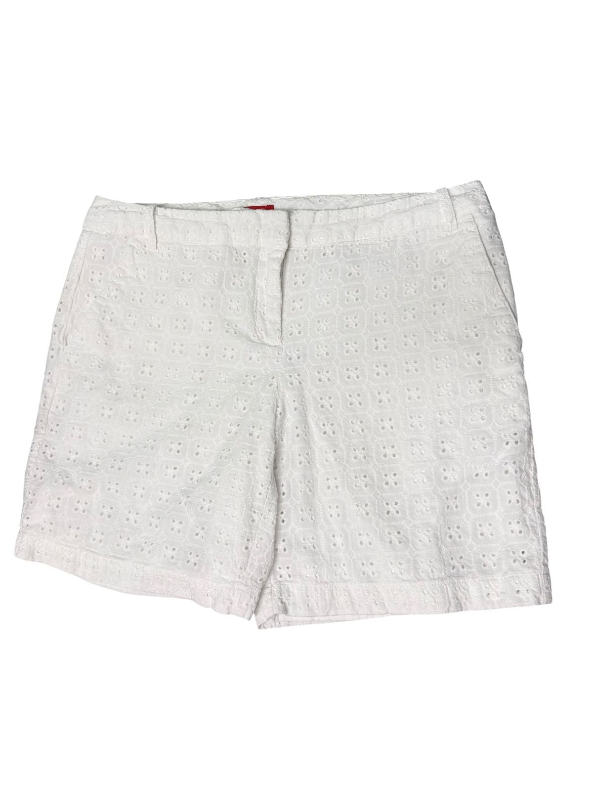 Izod Women's Size 6 White Eyelet Textured Lined Shorts 6” Inseam 2