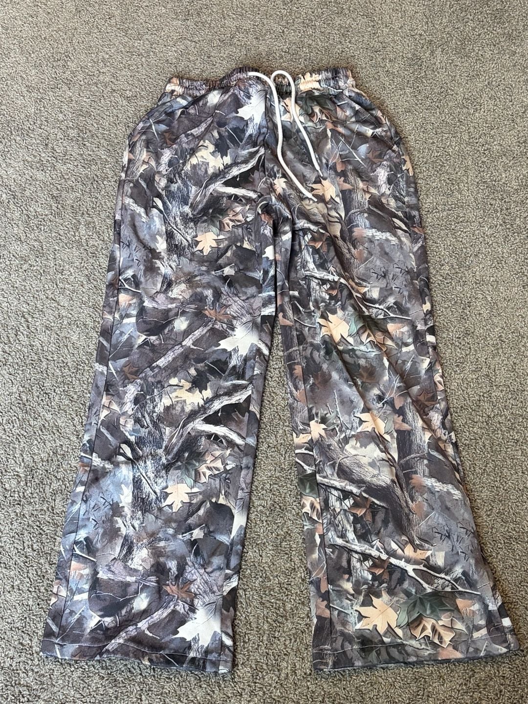 Unbranded Camouflage Print Wide Leg Elastic Waist Drawstring Pants 2