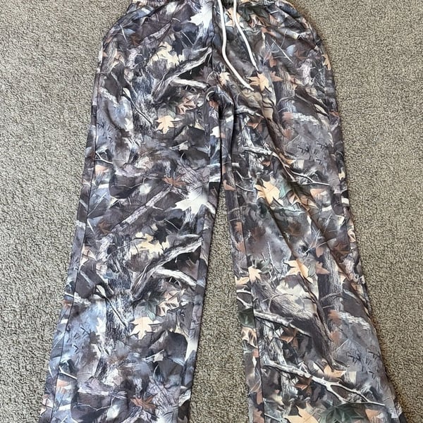Unbranded Camouflage Print Wide Leg Elastic Waist Drawstring Pants