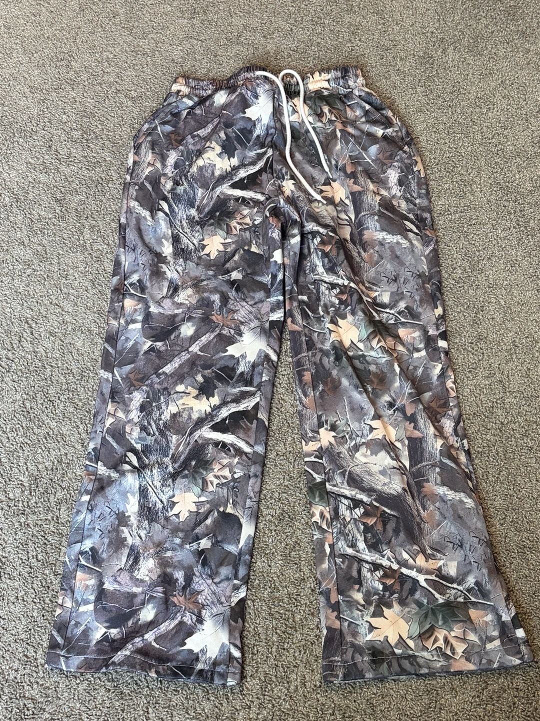 Unbranded Camouflage Print Wide Leg Elastic Waist Drawstring Pants 3