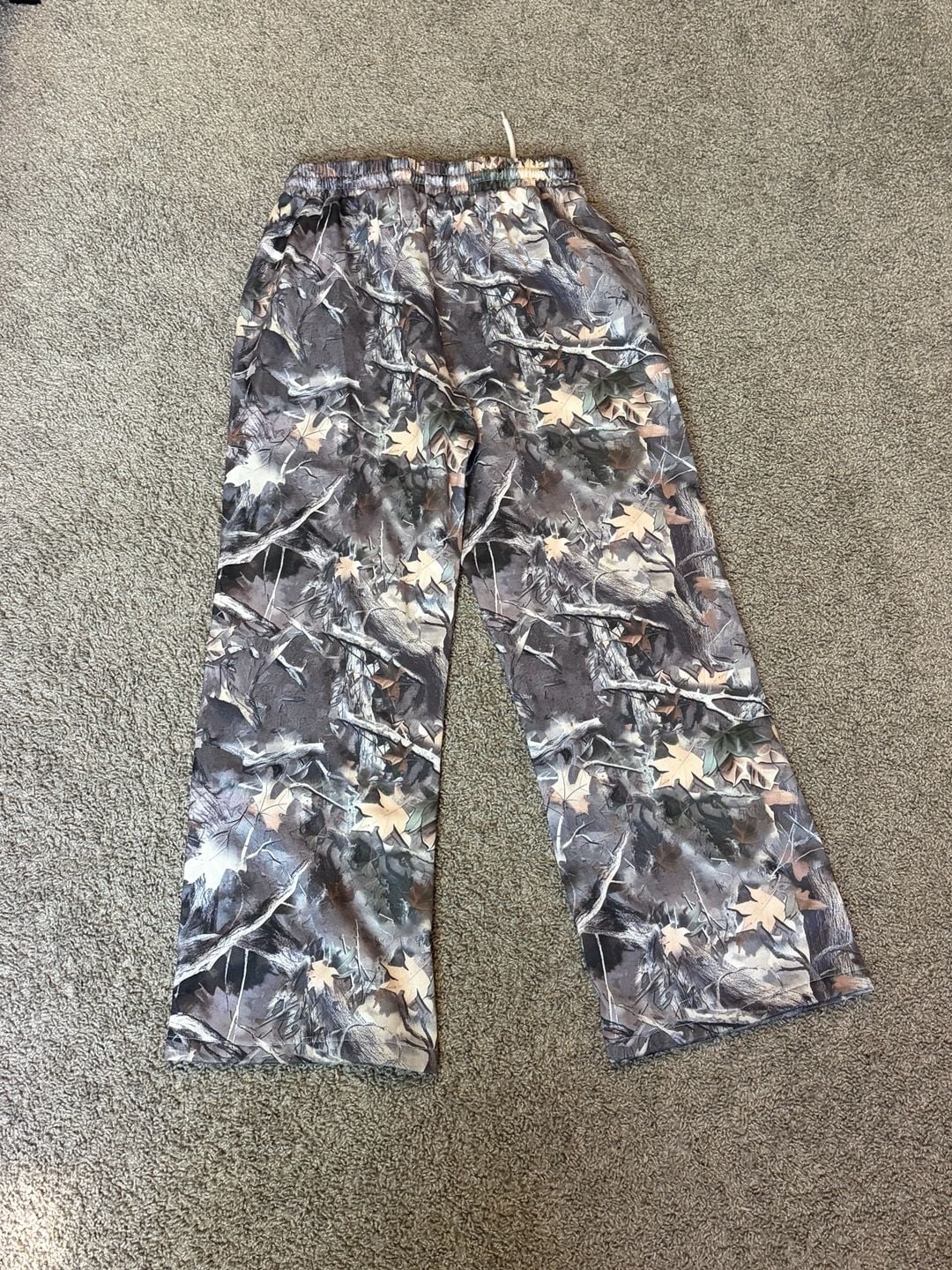 Unbranded Camouflage Print Wide Leg Elastic Waist Drawstring Pants 4