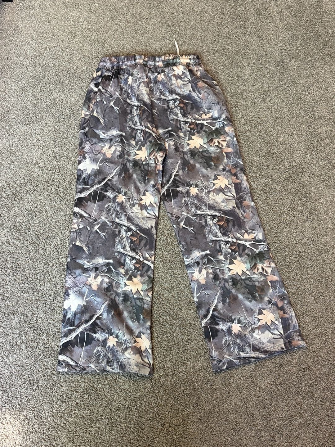 Unbranded Camouflage Print Wide Leg Elastic Waist Drawstring Pants 5