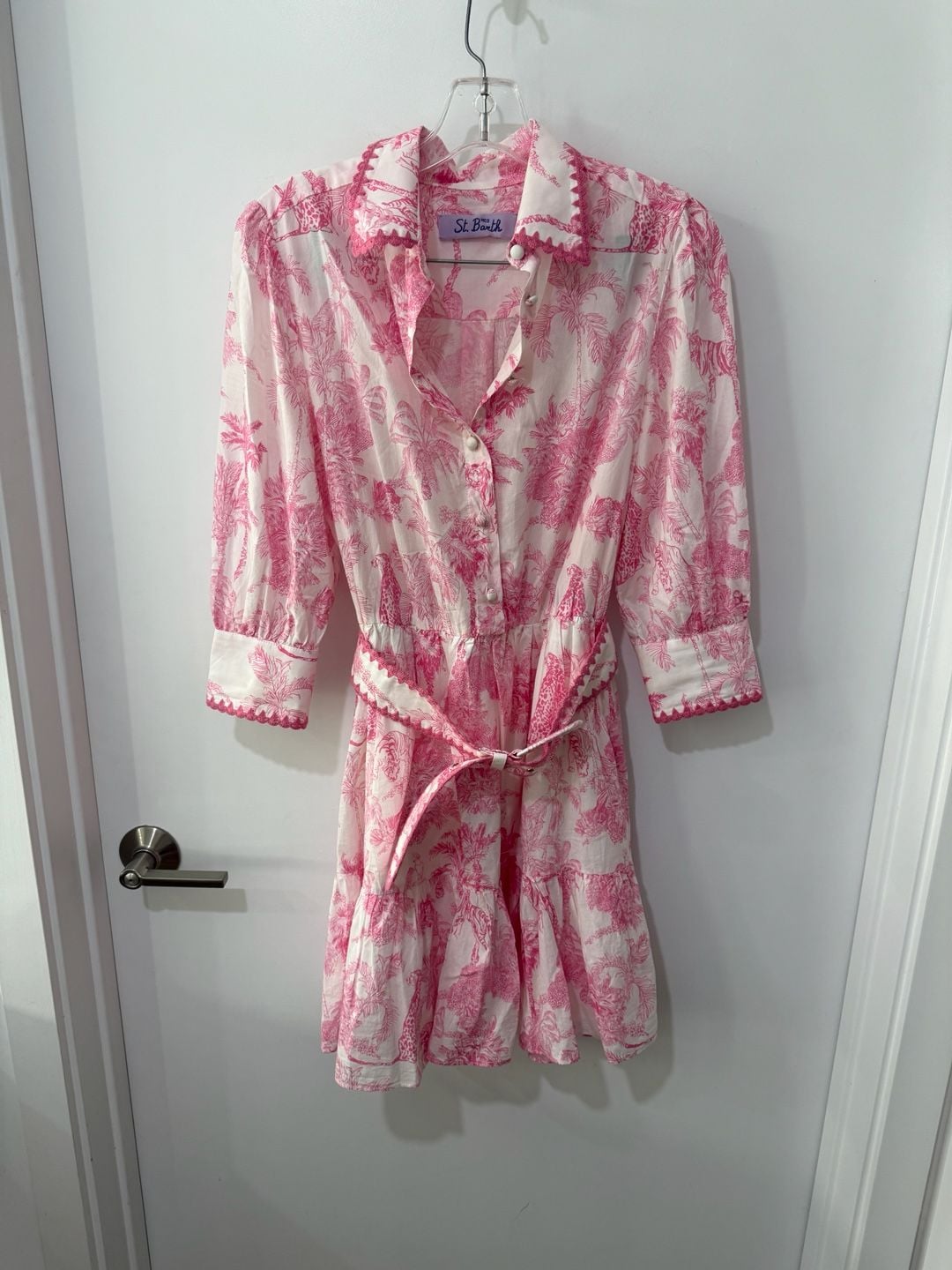 MC2 Saint Barth Daisi Jungle-Print Belted Cotton Shirt Dress 2