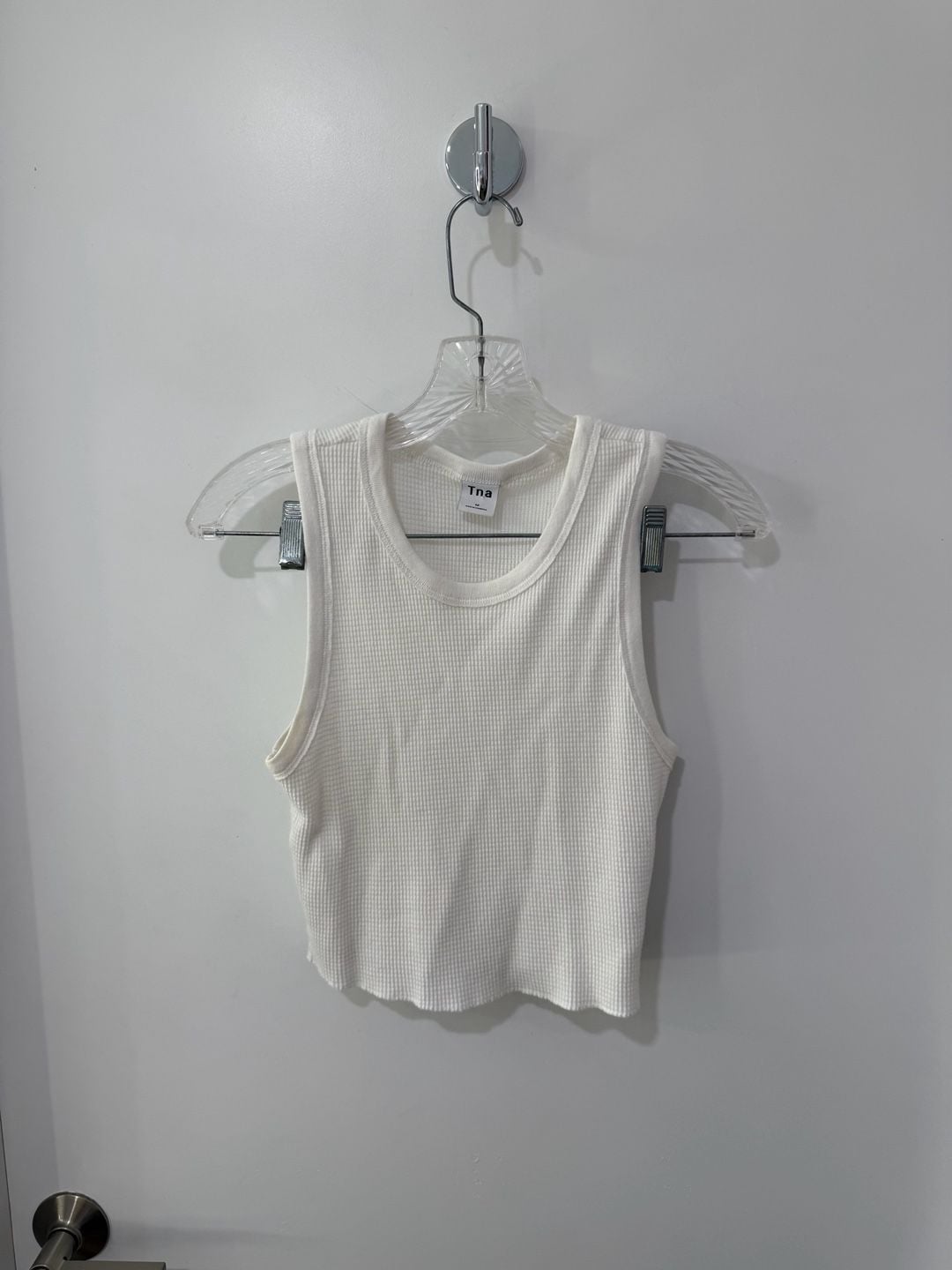 Tna Aritzia Waffle Knit Cropped Tank Top White 2