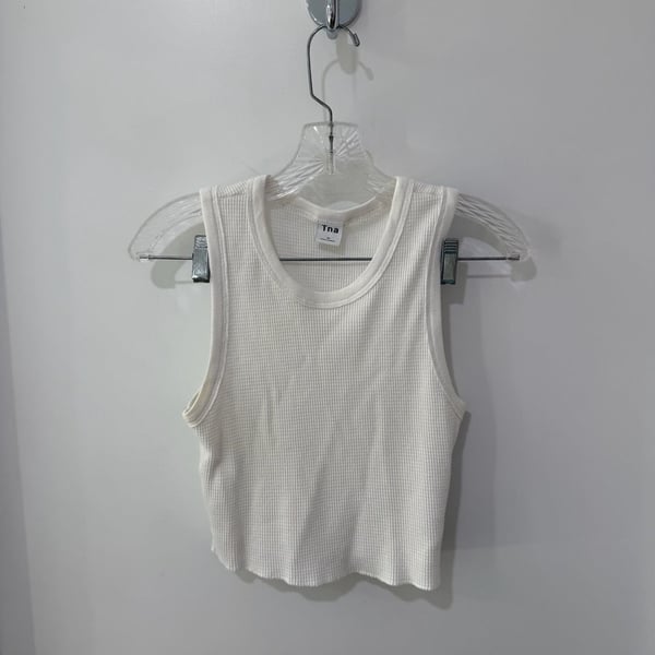 Tna Aritzia Waffle Knit Cropped Tank Top White
