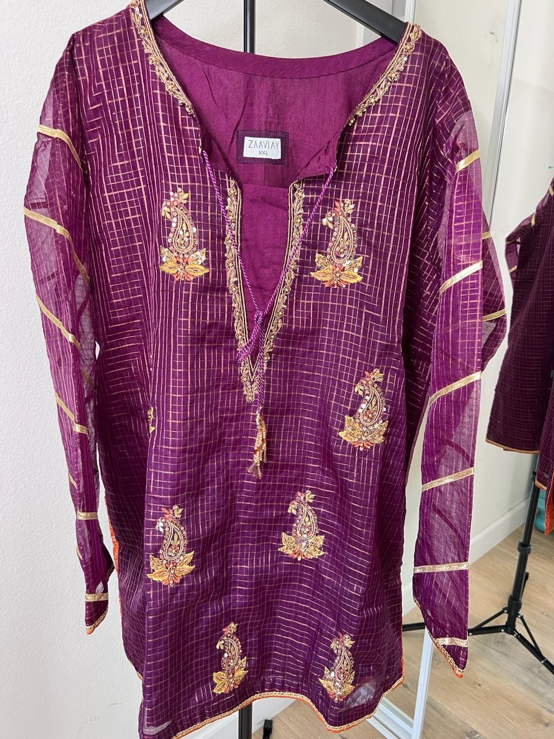 Zaaviay Luxury Pret Embroidered 2-Piece Festive Salwar Kameez Tunic Set 1