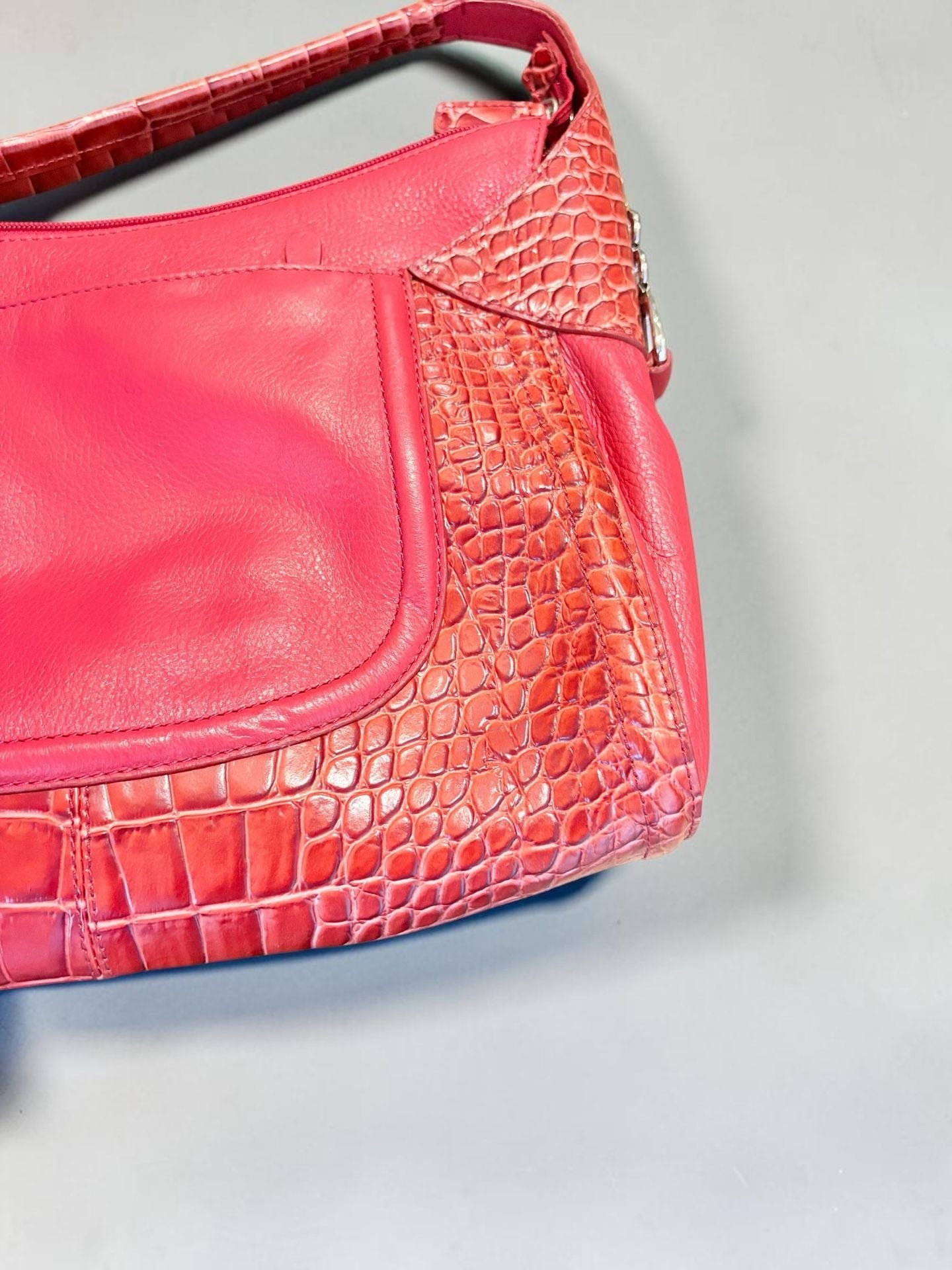 Charlie Lapson Red Crocodile Embossed Leather Hobo Bag and Matching Wallet Set 7