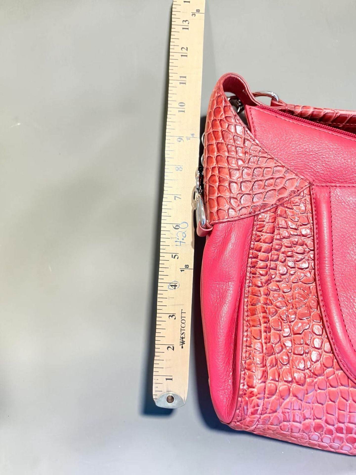 Charlie Lapson Red Crocodile Embossed Leather Hobo Bag and Matching Wallet Set 8