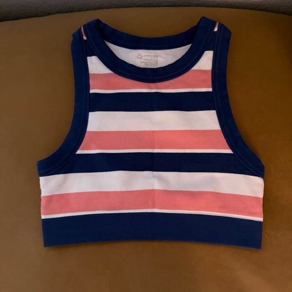 OFFLINE by Aerie Ribbed Striped Sleeveless Cropped Tank Top