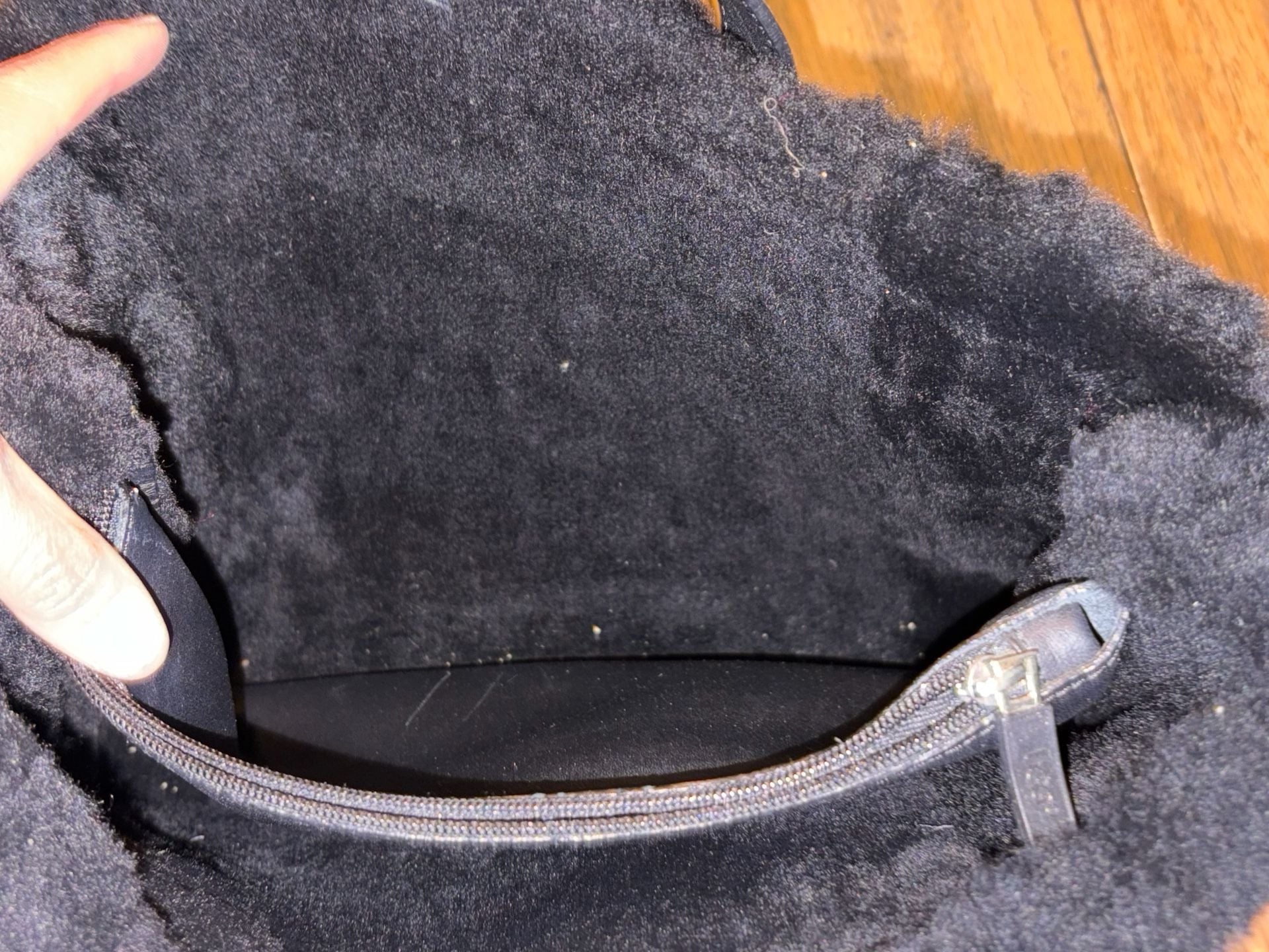 UGG Australia Black Suede and Shearling Tote Bag with Leather Trim 13