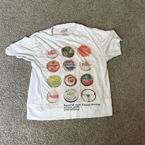 High St. Bacardi Rum 'Mixes With Everything' Bottle Cap Graphic T-Shirt