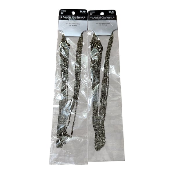 2 -Pack Lot Metal Gallery Value Pack Necklace Chains 16in 6pc Bronze Tone