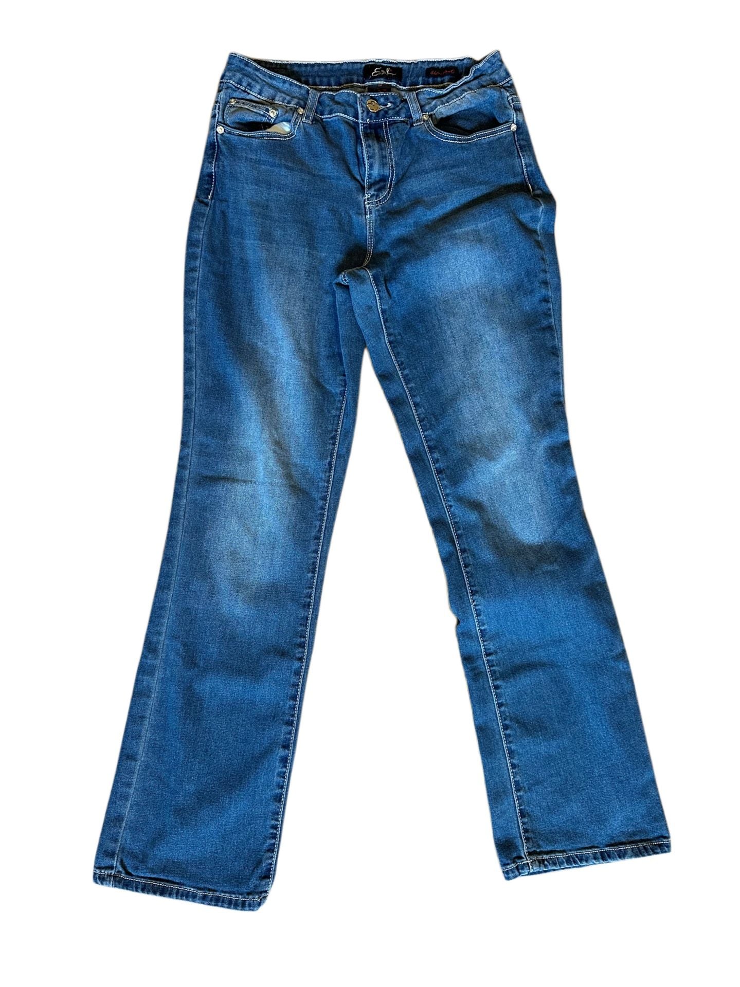 Earl Women's Blue Denim Embroidered Embellished Bootcut Jeans Size 10 2