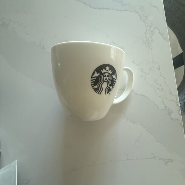 Starbucks 2015 Classic White Ceramic 20 oz Coffee Mug with Black Siren Logo
