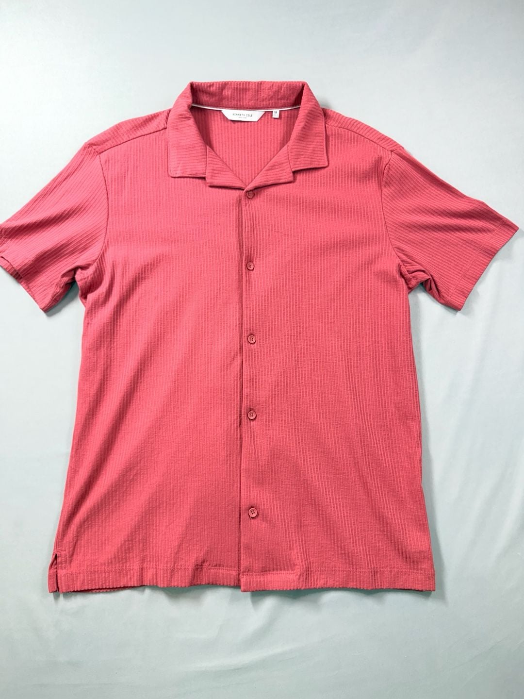 Kenneth Cole New York Men's M Short Sleeve Textured Camp Shirt in Dusty Rose 3