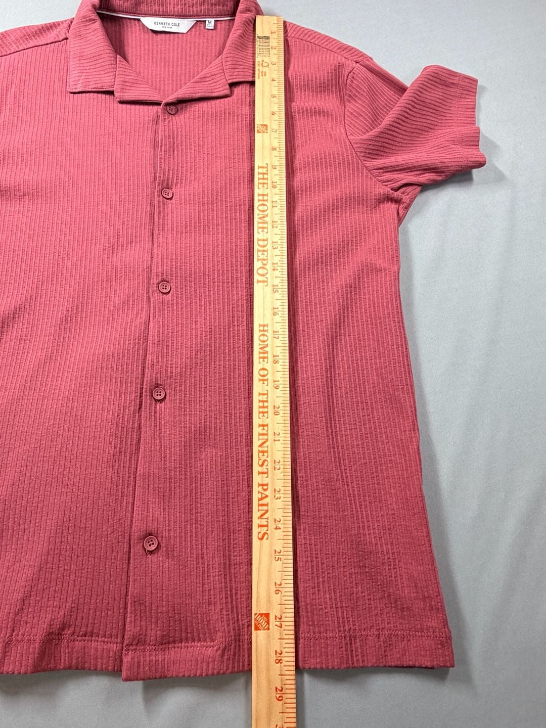 Kenneth Cole New York Men's M Short Sleeve Textured Camp Shirt in Dusty Rose 7