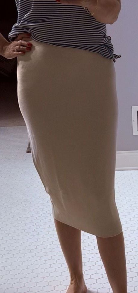 Silk & Organic Cotton Pencil Skirt in Bone - size petite xs 3