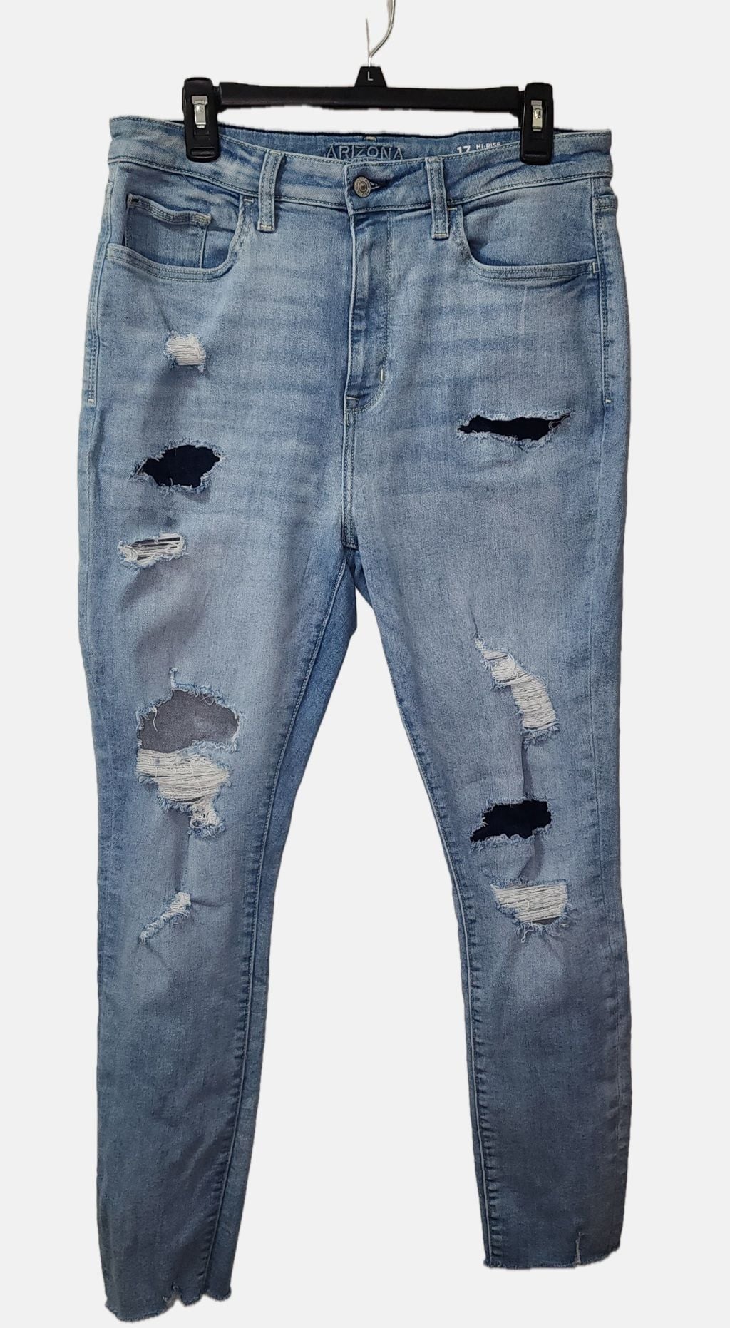 Arizona Jean Co. Women's Distressed Hi-Rise Skinny Jeans Size 17 Light Wash 2