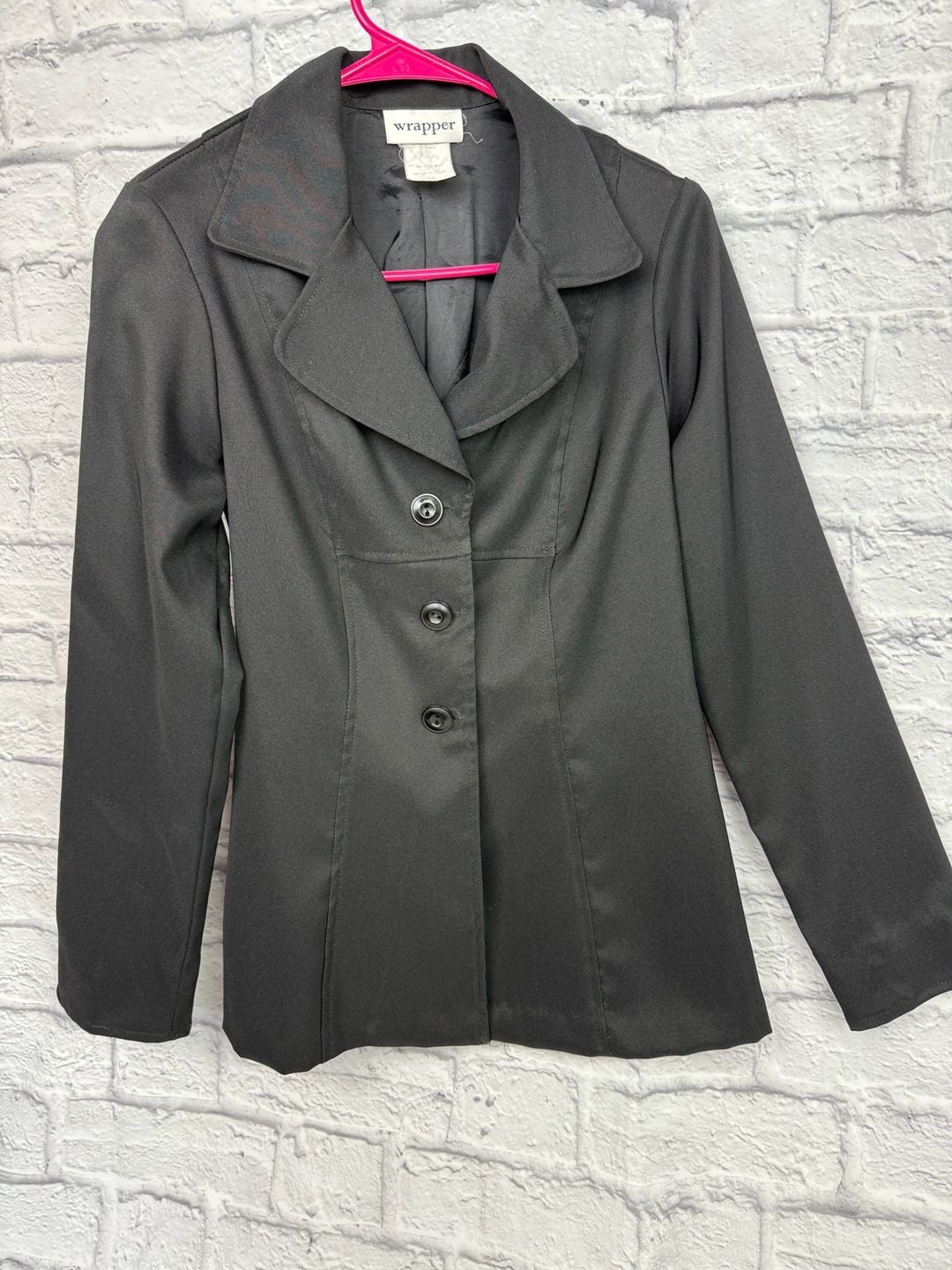 Wrapper Vintage Black Fitted Blazer Jacket Size 7/8 2