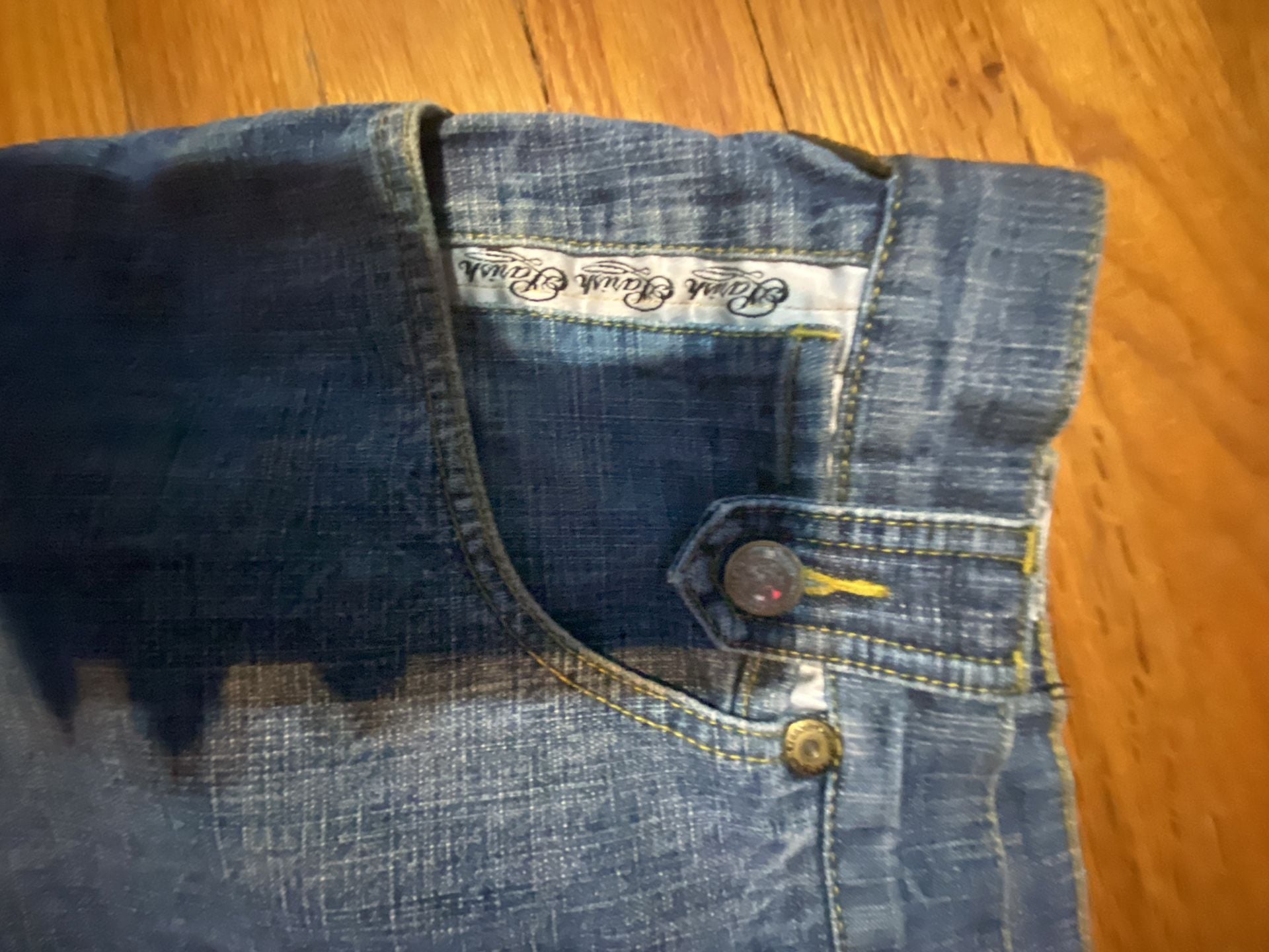 Parish Nation Y2K Hell Fire Embroidered Denim Jeans Size 42 4