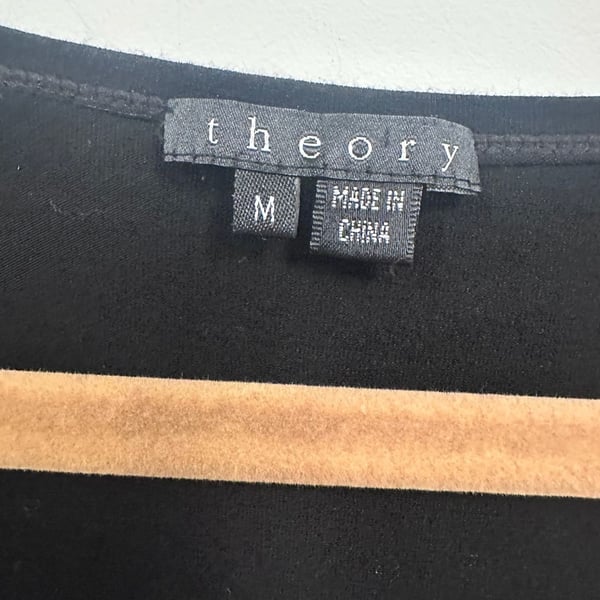 Theory Black V-Neck Short Sleeve Top with Twist Front Detail Size M
