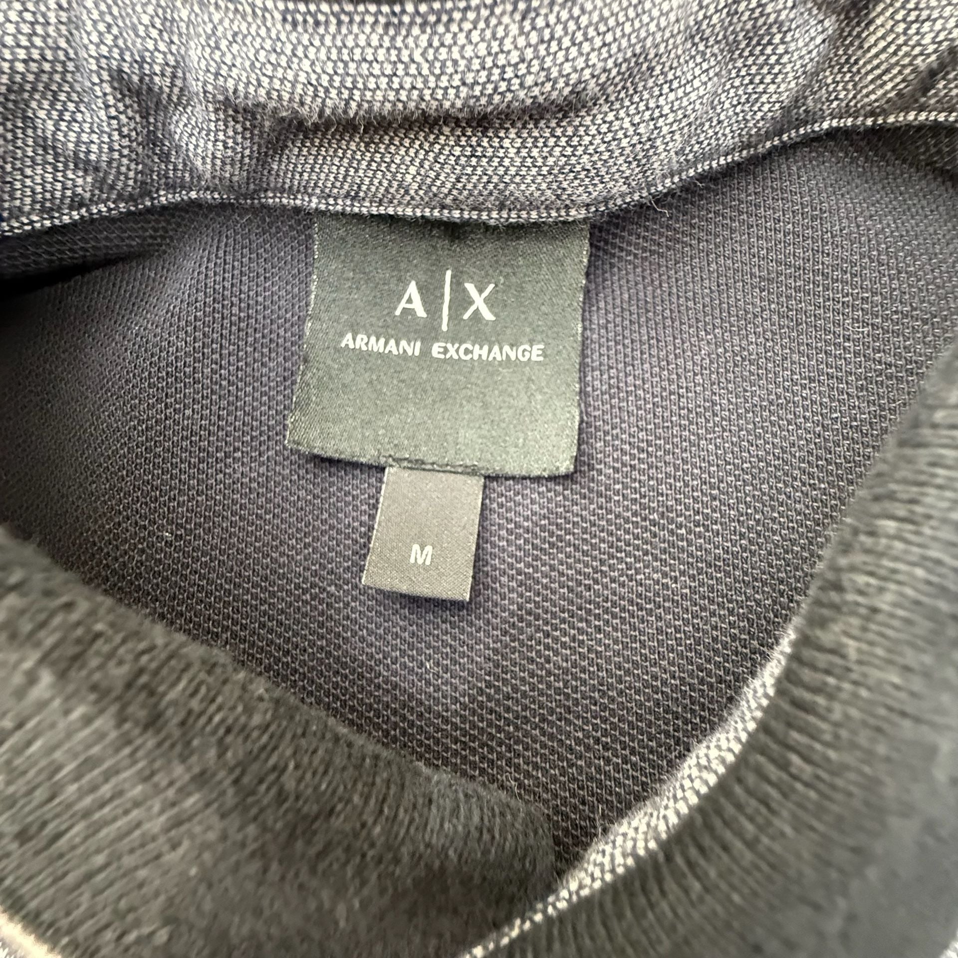 Armani Exchange Men's Heather Gray Black Contrast Polo Shirt Size M 7