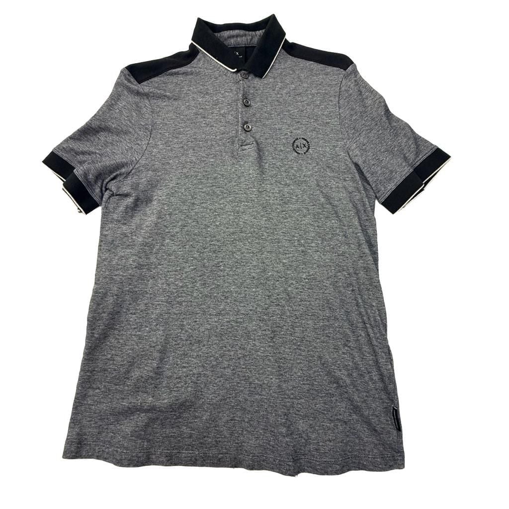 Armani Exchange Men's Heather Gray Black Contrast Polo Shirt Size M 2